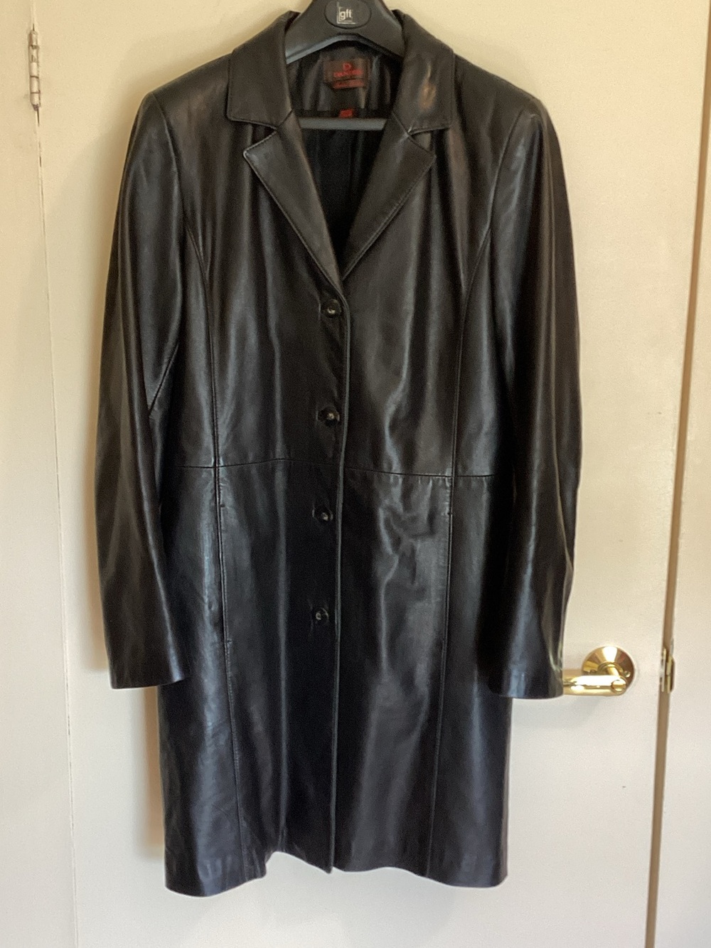 Danier Black Long Italian Leather Women’s Coat